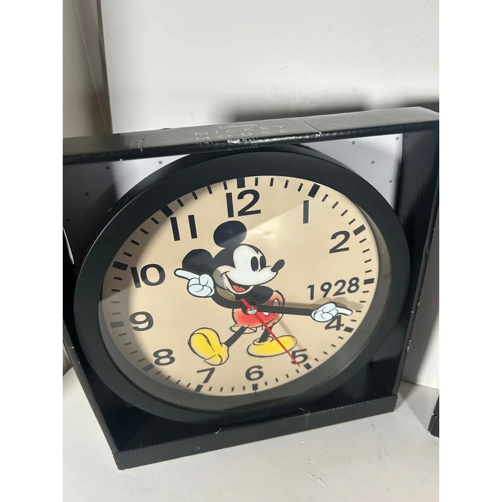 Disney Mickey and Minnie Mouse Wall Clock Set Vintage Style 10 Inch Analog NIB